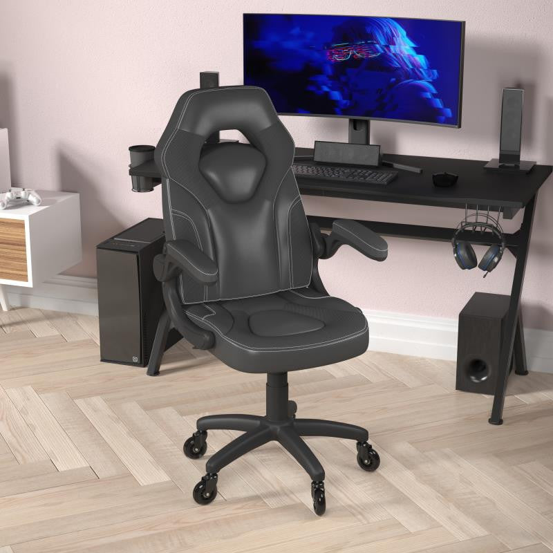 X10 Office Computer Chair, Flip-up Arms, Transparent Roller Wheels, Black