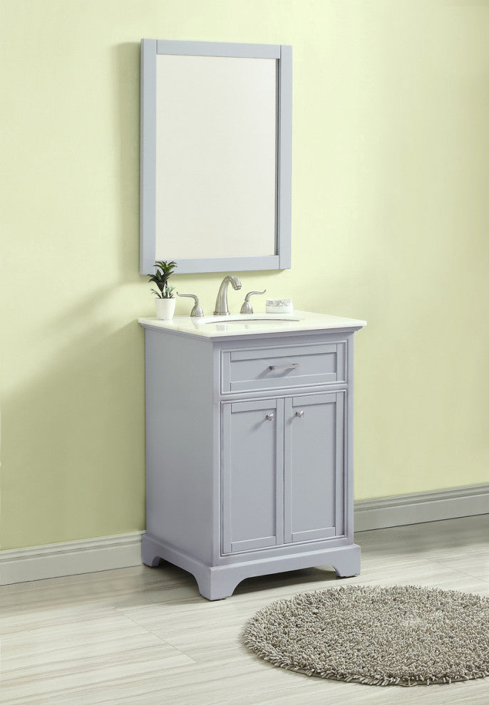 Amber Single Bathroom Vanity, Blue, Light Grey, 24"