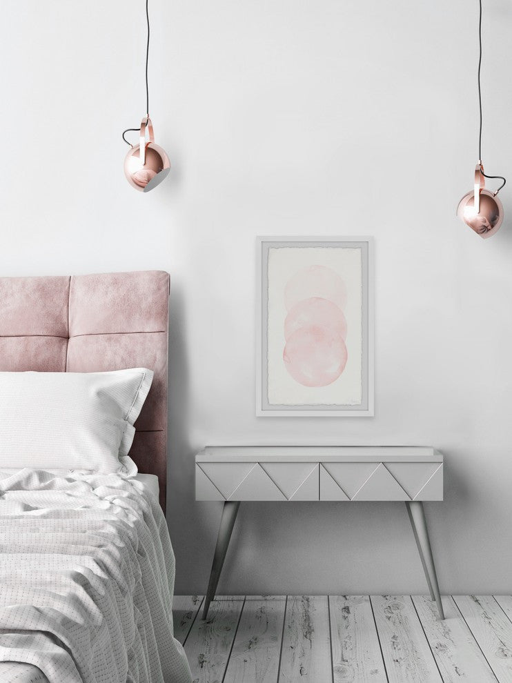 "Three Pink Circles" Framed Painting Print, 30"x45"