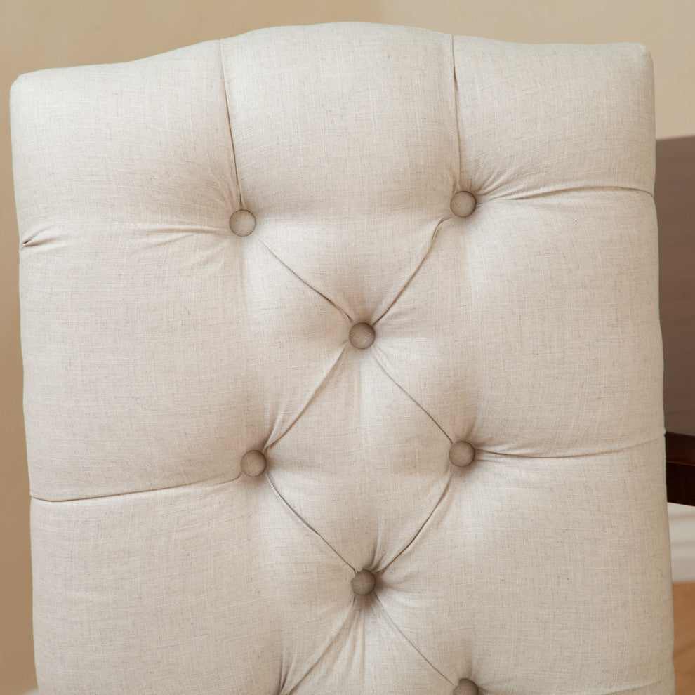 GDF Studio Prince Fabric Dining Chair, Set of 2, Natural Plain
