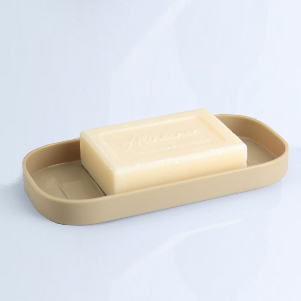 Bathroom Set Tumbler, Soap Dispenser, Soap Dish Set of 3 Accessories, Beige
