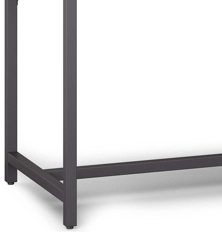 Banting Solid Hardwood Mid Century Wide Desk, Distressed Gray