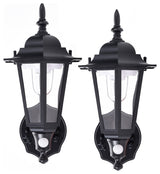 Battery-Powered Motion Activated Plastic LED Wall Sconce, Black, Set of 2