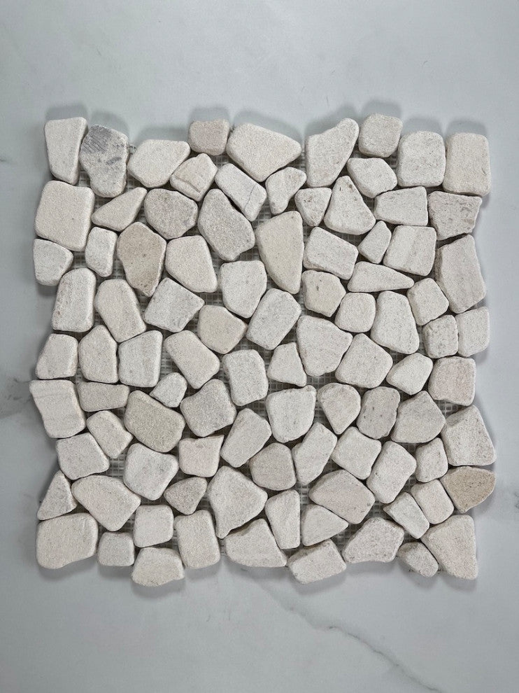Tumbled Limestone Pebble Golden Beach Moleanos Beige NonSlip Tile, 1 sheet