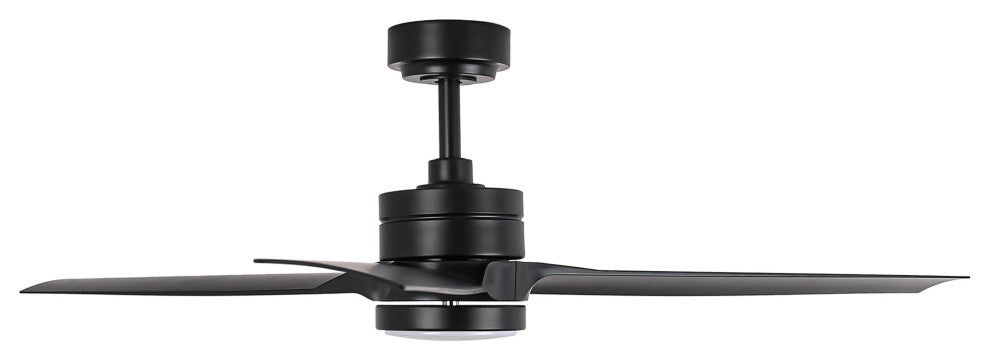 60-inch Modern ABS 3-Blade Black Ceiling Fan with Light