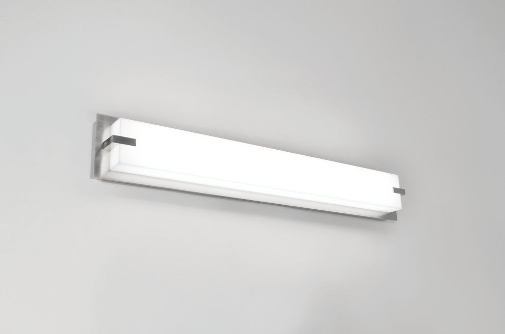 Sinclair LED Vanity, Satin Nickel Finish, White Acrylic Shade, 50"