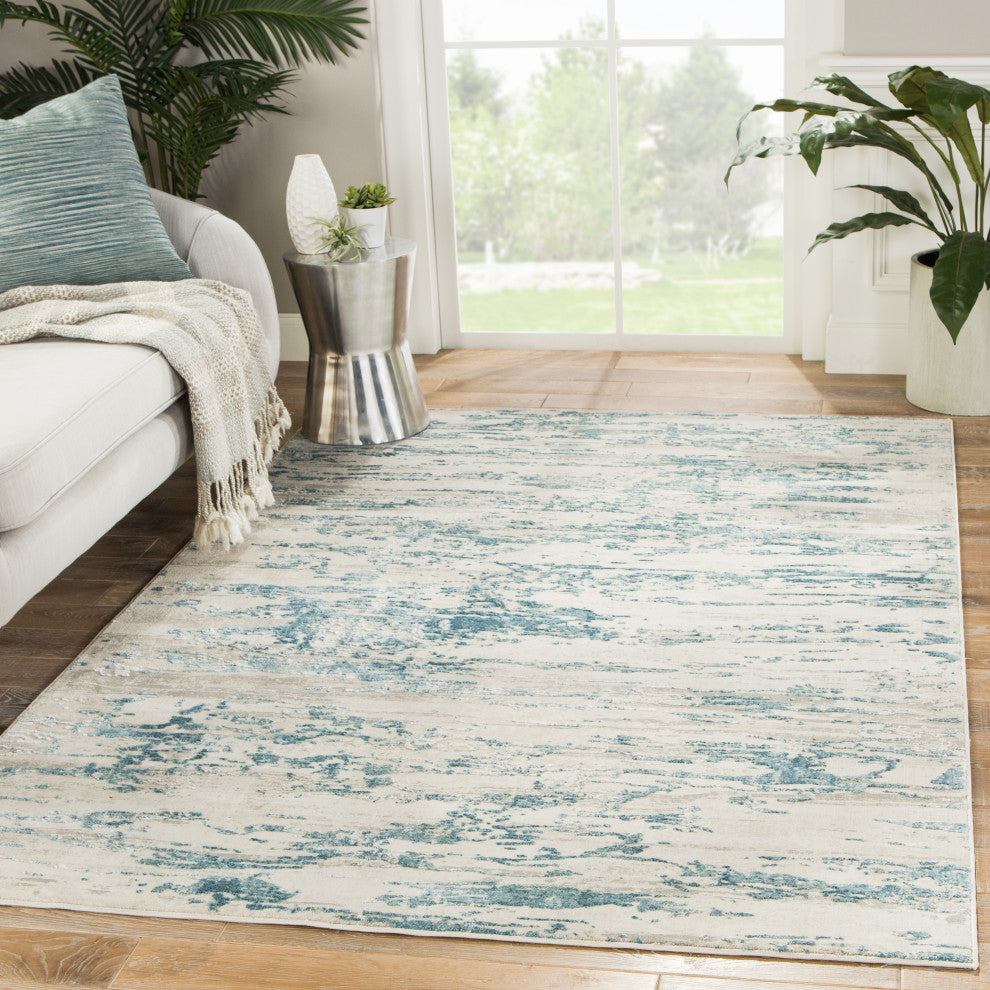 Jaipur Living Celil Abstract Ivory/Blue Area Rug, 3'11"x5'11"