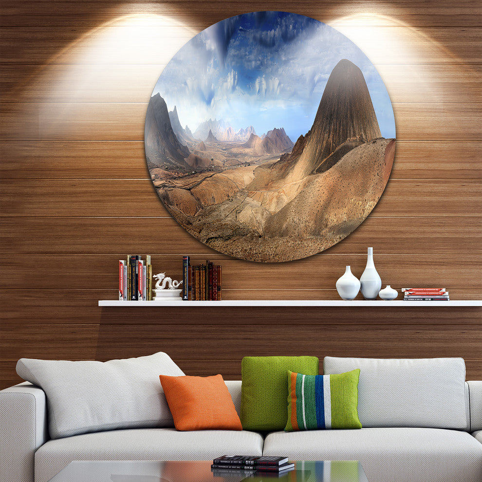 Mountain Scenery Panorama, Landscape Photo Round Wall Art, 36"