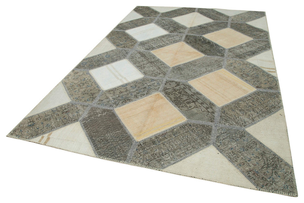 Rug N Carpet - Handmade Turkish 6' 6" x 10' 0" Wool Patchwork Area Rug
