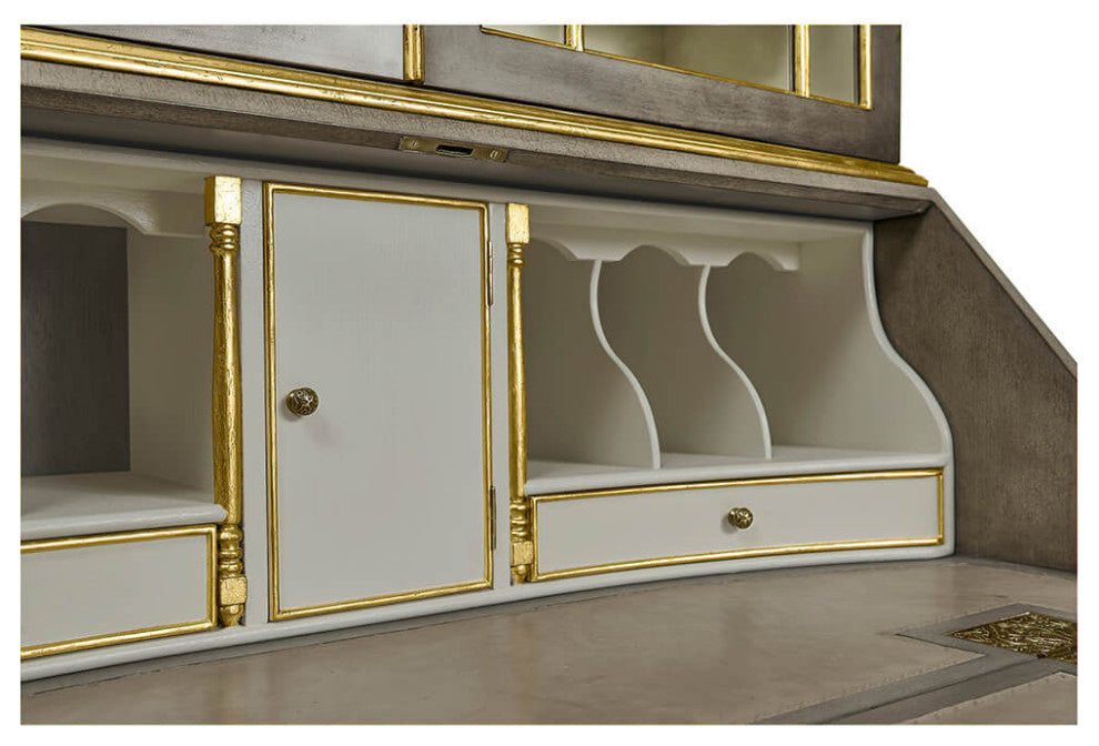 George III Parcel Gilt Secretary Bookcase