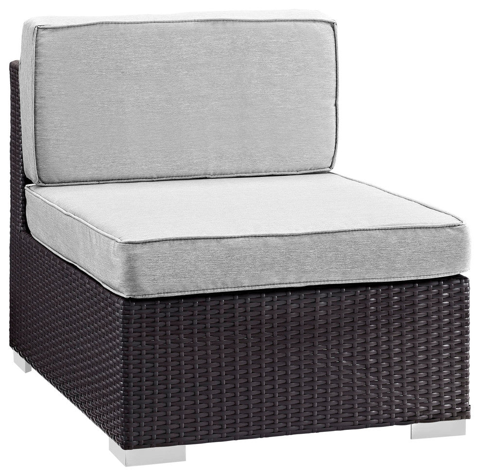 Modway Gather 6-Piece outdoor Patio Sectional Set, Espresso Gray