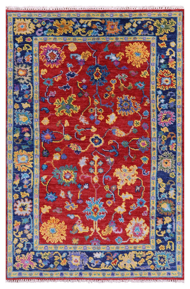 Turkish Oushak Handmade Wool Rug 4' 1" X 6' 5" - Q15930