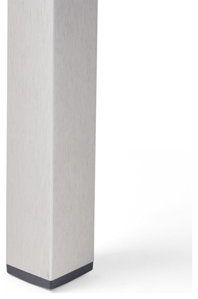 Hallie Outdoor Anodized Aluminum Dining Table With Tempered Glass Table Top, Polyethylene Wicker