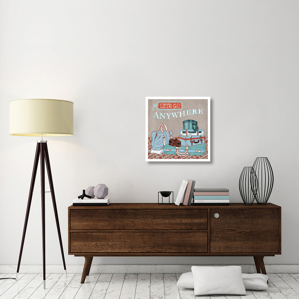 "Adventure Love Suitcase" Digital Paper Print by Mary Urban, 26"x26"