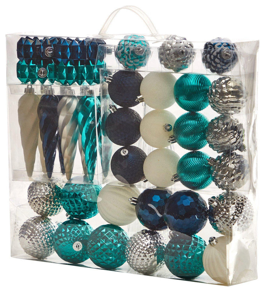 Holiday Deluxe Shatterproof, 39 Count Christmas Tree Ornament Box Set, Container