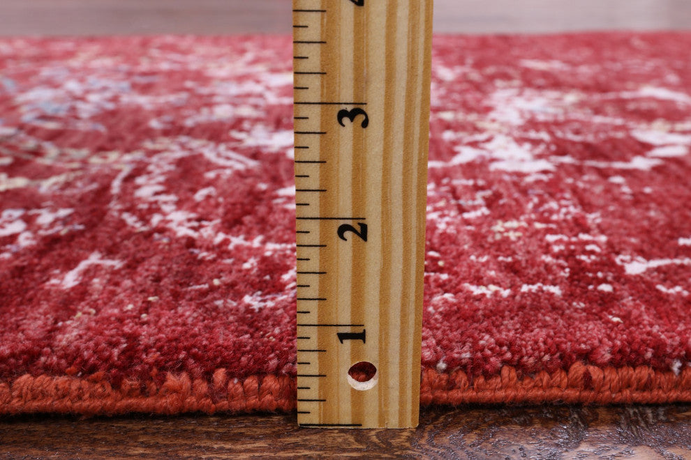 2' 5" X 8' Runner Modern Wool and Silk Handmade Rug Q6307