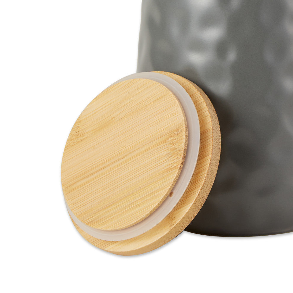Gray Matte Dimple Texture Ceramic Canister (Set of 2)