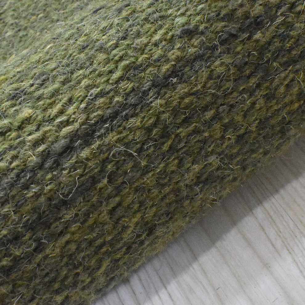 Hand Woven Flat Weave Kilim Wool Runner Area Rug Solid Olive D00111, Olive, [Rectangle] 8'x10'
