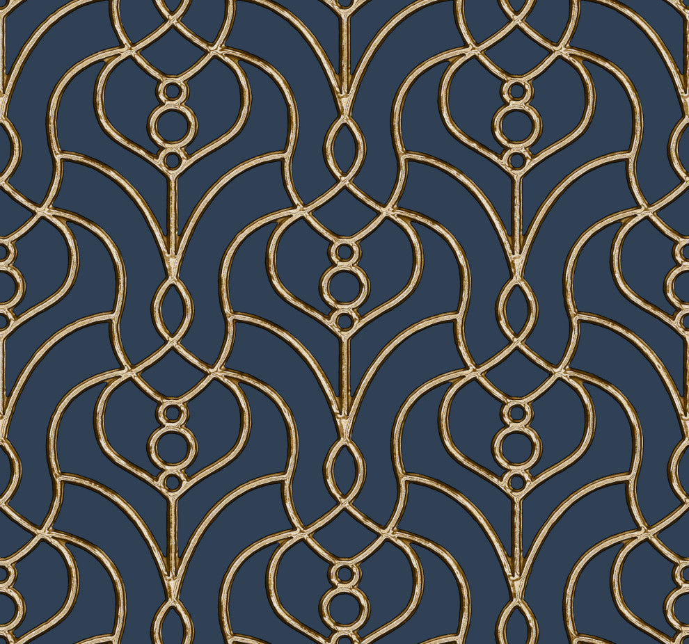 Navy Divine Trellis Wallpaper