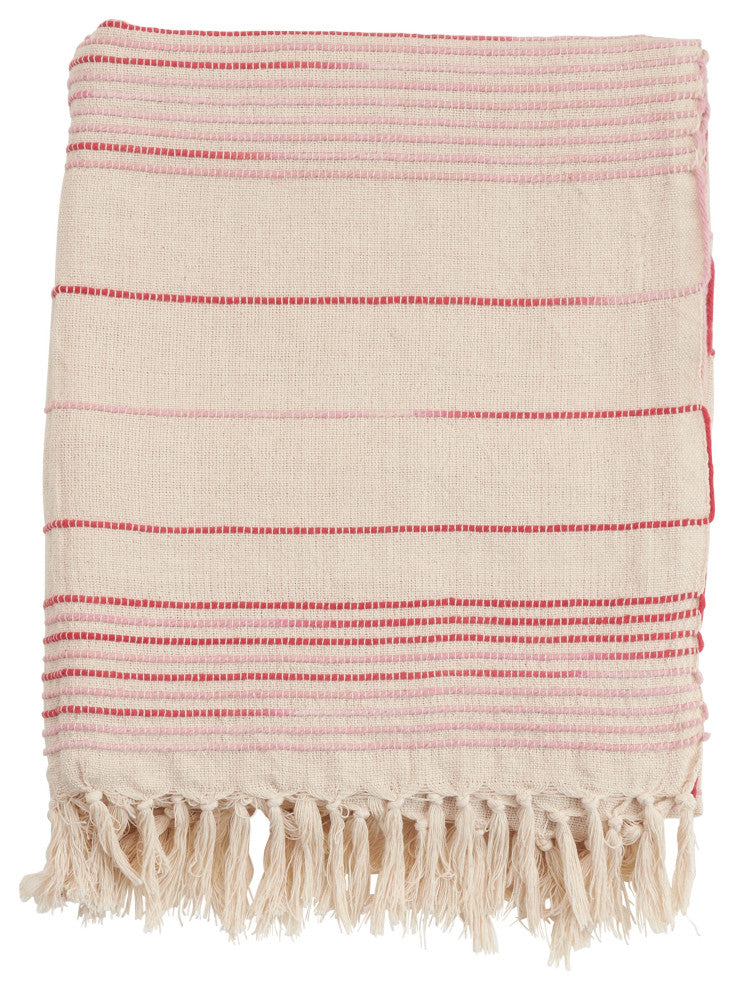 Throw Blanket With Striped Design, Red, 50"x60"