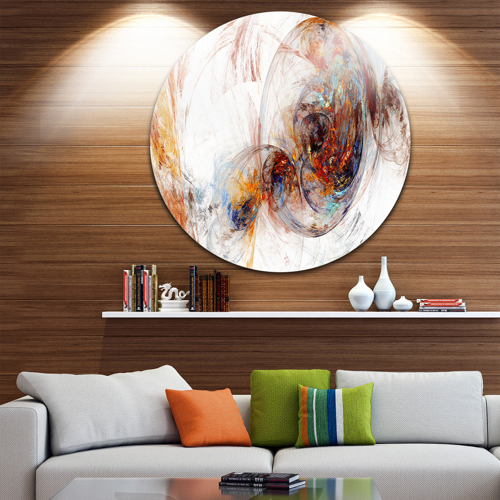 Colored Smoke Brown, Abstract Digital Art Round Metal Wall Art, 38"