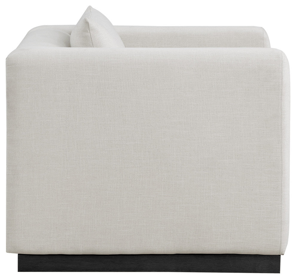 Alfie Linen Textured Fabric Upholstered Chair, Beige