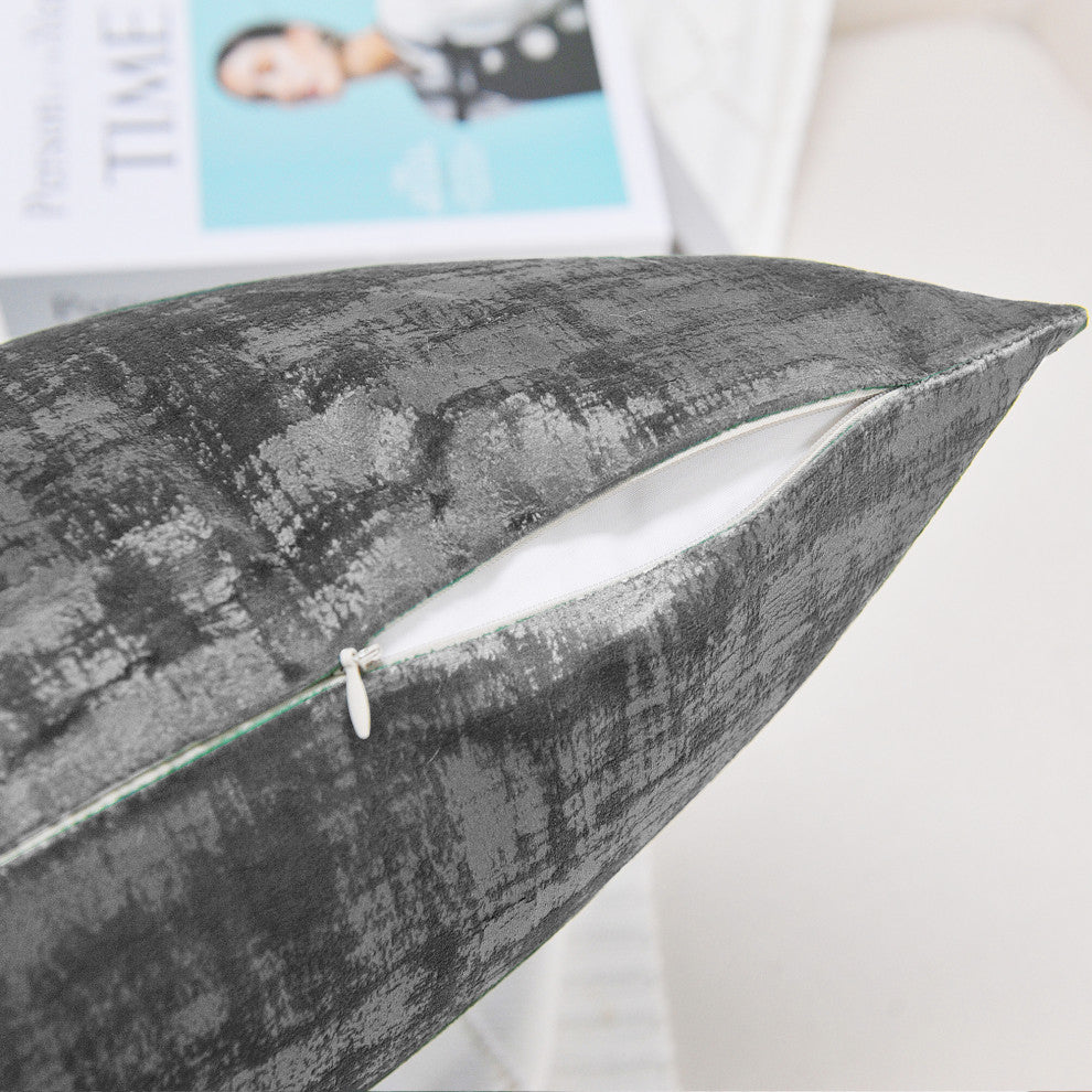 Serenta Textured Velvet Pillow Shell, Set of 4, Peat