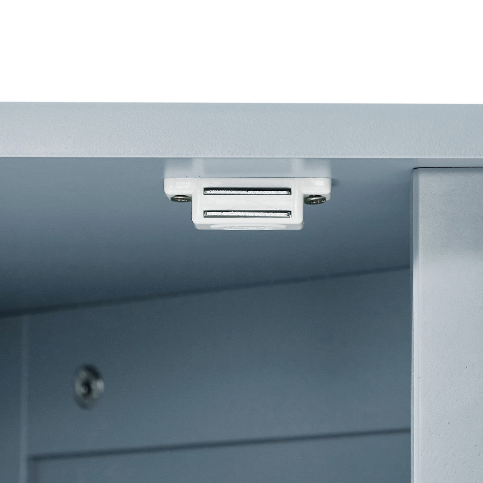 32" Freestanding Triangle Corner Bathroom Storage Cabinet, Blue