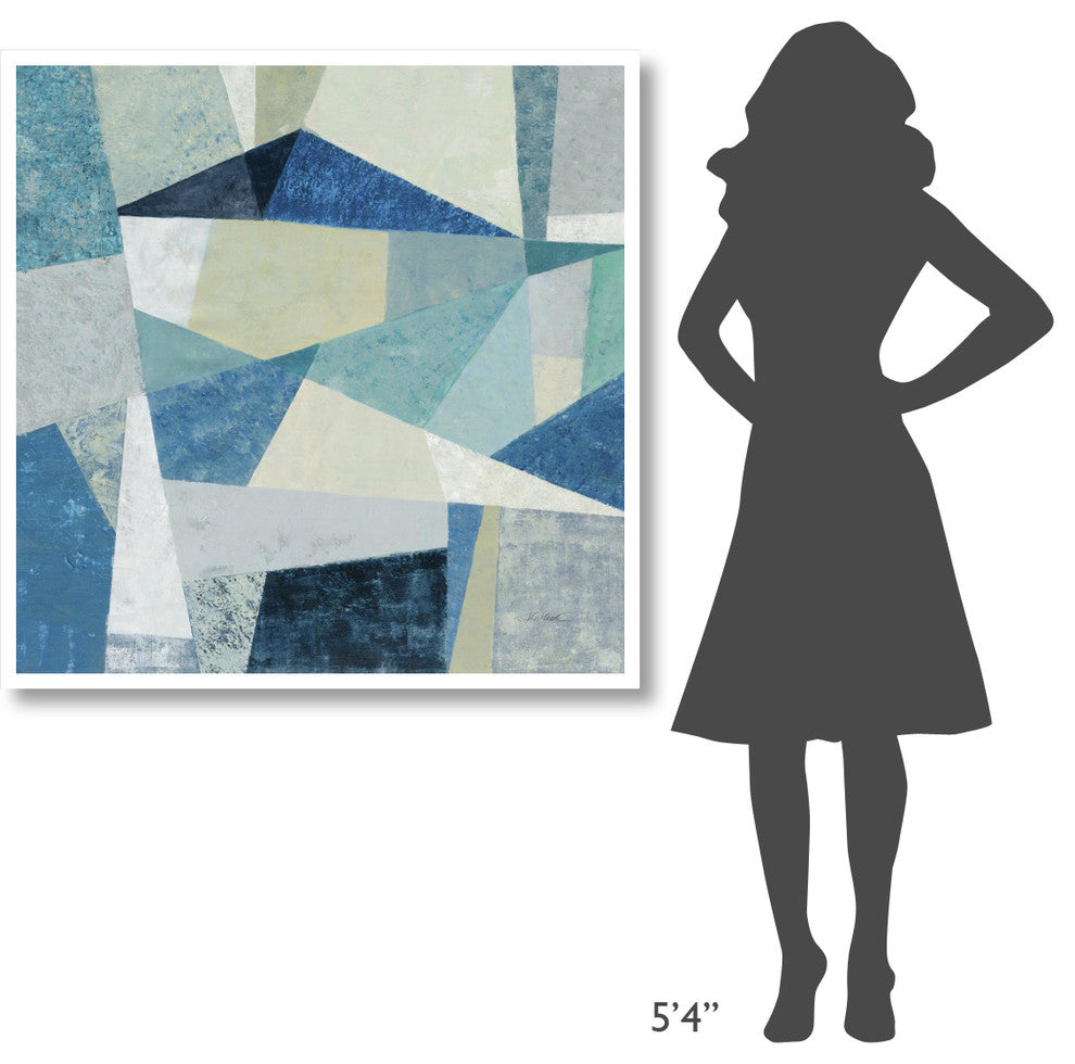 "Indigo Geo Metric Soft" Digital Paper Print by Silvia Vassileva, 42"x42"