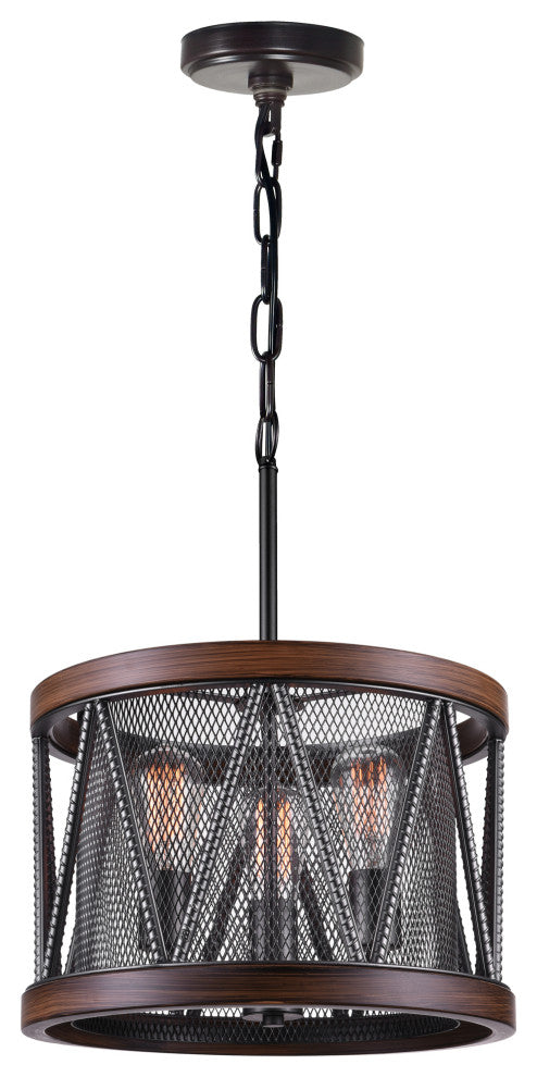 Parsh 3 Light Drum Shade Chandelier With Pewter Finish