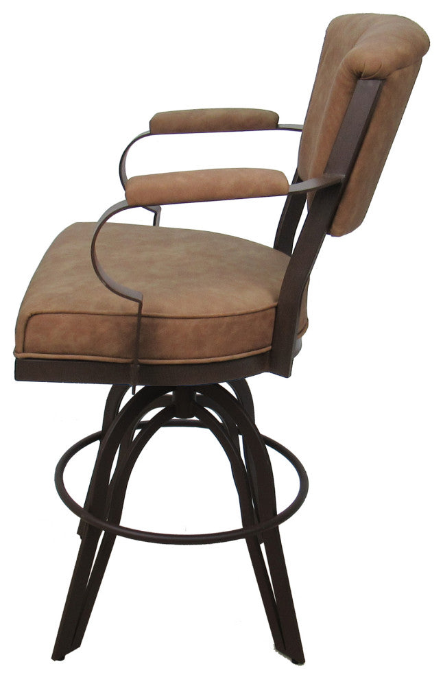 Miami Counter Metal Bar Stool A Base, Brown Vinyl Brown, 26"