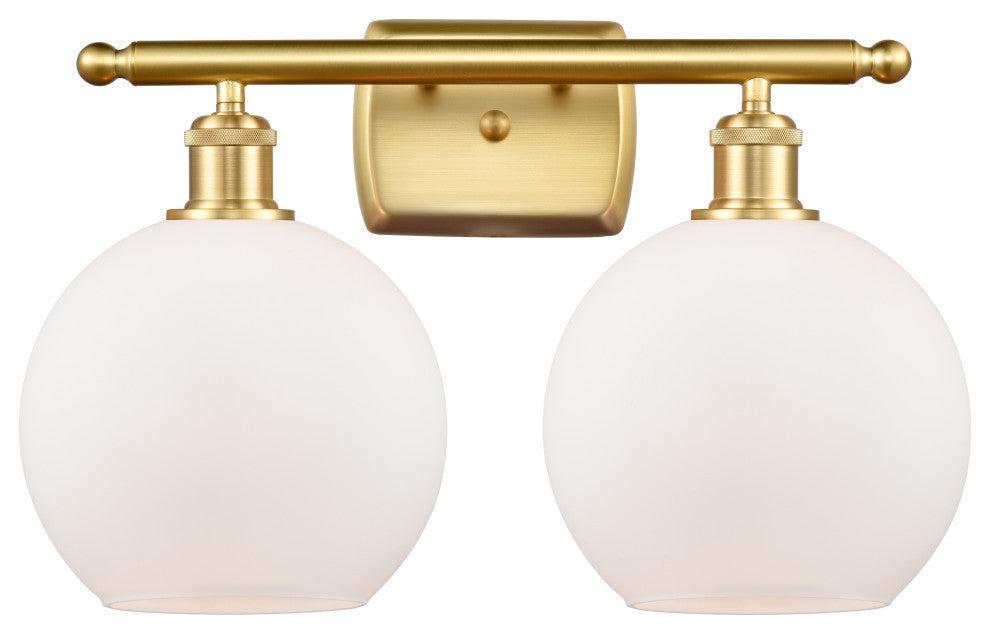 Ballston Athens 8" - 2 Light 18" Bath Vanity Light, Satin Gold, Matte White
