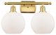 Ballston Athens 8" - 2 Light 18" Bath Vanity Light, Satin Gold, Matte White