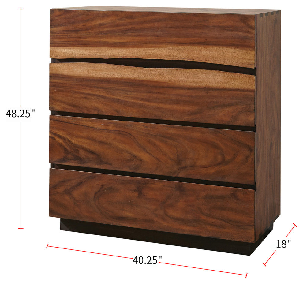 4 Drawers Chest, Smokey Walnut And Coffee Bean