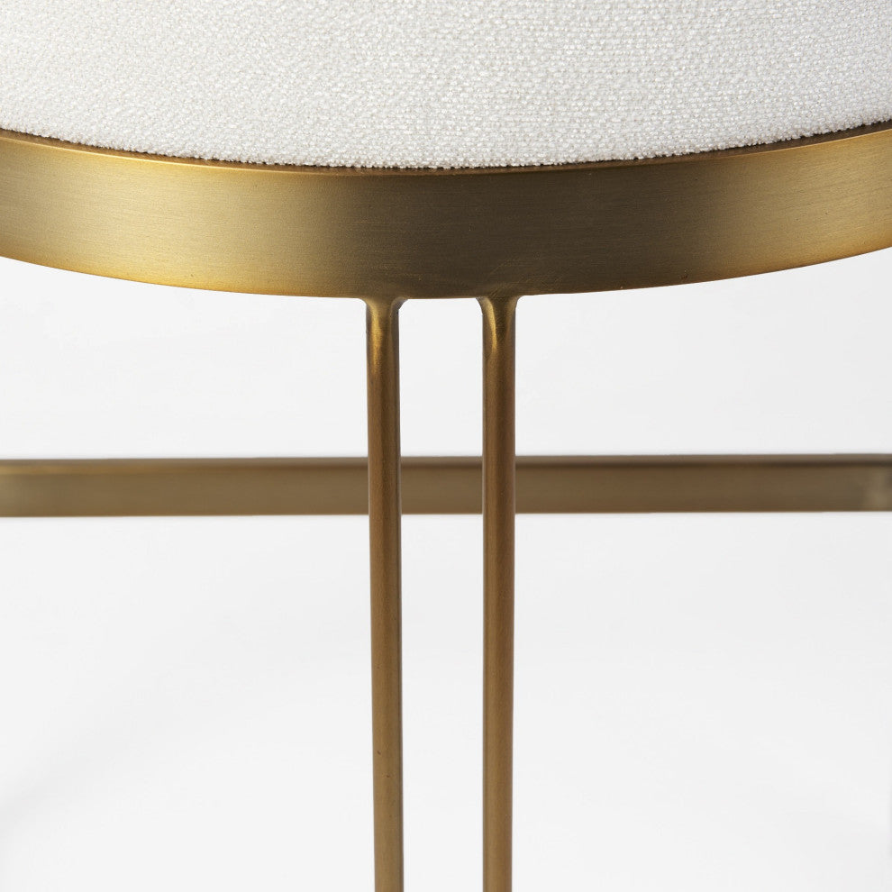 29" Off White and Gold Low Back Counter Stool