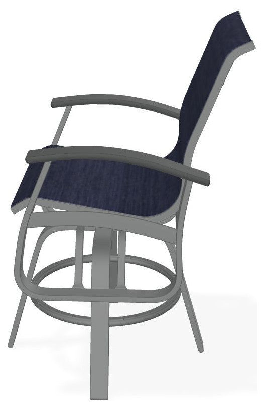 Belle Isle Sling Balcony Height Outdoor Swivel Chair, Collect Indigo/Graphite
