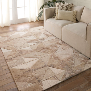 Agate Handmade Geometric Taupe/ Cream Area Rug 5'X8'