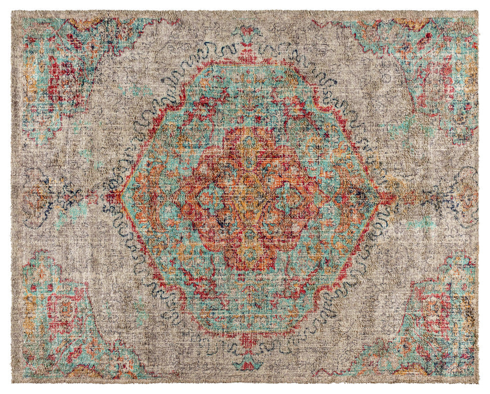 Olivia Collection Distressed Medallion Area Rug - Rectangle 8' x 10' - Gray