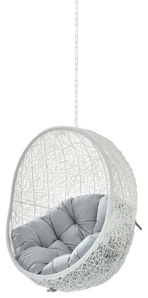Swing Lounge Chair, Sunbrella, White Gray, Modern, Outdoor Patio Bistro