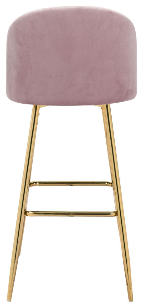 Bar Stool Chair Barstool, Steel Metal, Fabric, Pink, Gold, Kitchen Cafe Bistro