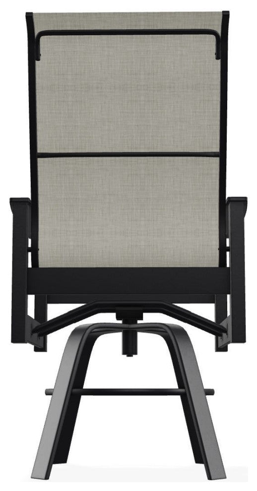 Leeward Sling Balcony Height Outdoor Swivel Armchair, Ella/Black