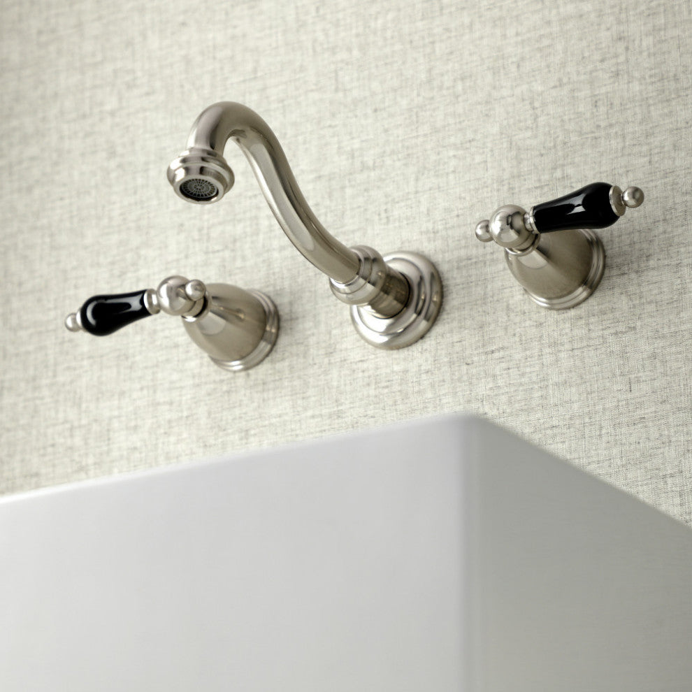 Kingston Brass KS3128PKL Two-Handle Wall Mount Bathroom Faucet, Brushed Nickel
