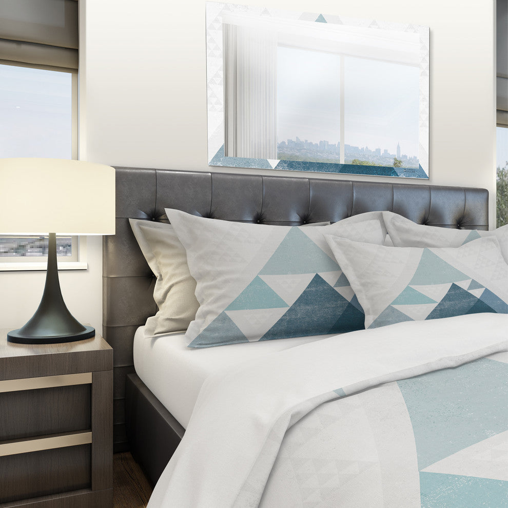Minimal Triangles Iii Blue Geometric Duvet Cover Set, King