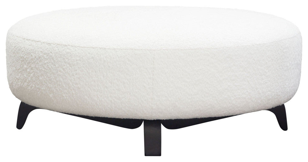 Vesper Round Ottoman, White