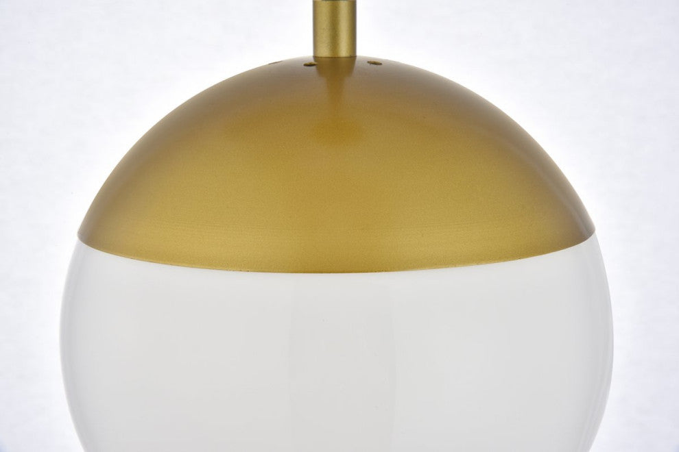 Midcentury Modern Brass And Frosted White 3-Light Pendant