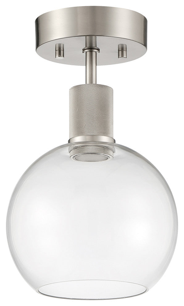 Access Port Nine 1-Light Burgundy LED Semi-Flush Brushed Steel