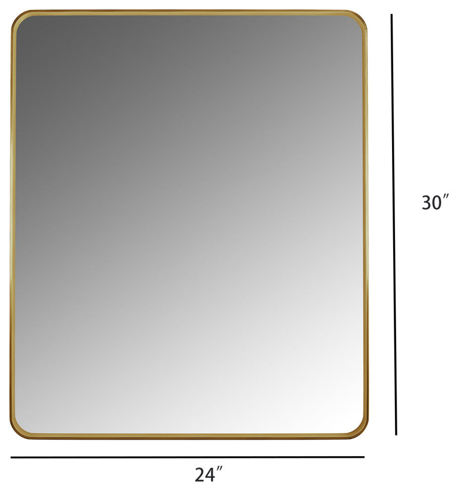 Rectangular Aluminum Framed Wall Mounted Bathroom Mirror, Brushed Gold;, 24" X 30";