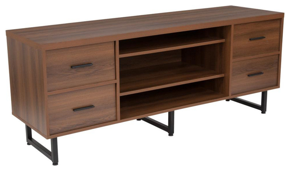 Lincoln Collection TV Stand in Rustic Wood Grain Finish