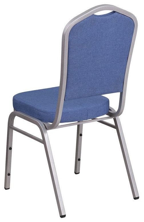 4 Pack Dining Chair, Cushion Seat & Back, Blue Fabric/Silver