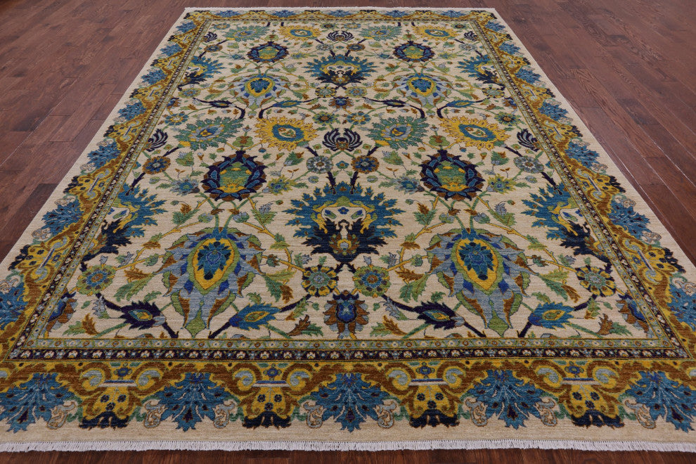 8' 10" X 11' 4" Persian Tabriz Vegetable Dye Handmade Wool Rug Q4567